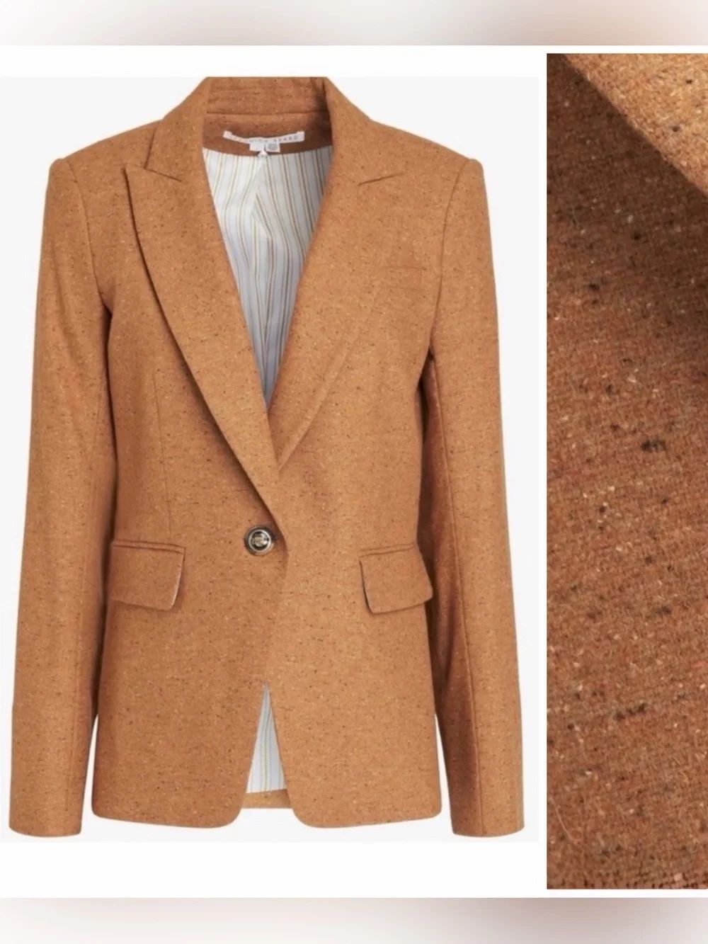 New Veronica Beard SCHOOLBOY DICKEY JACKET Camel Orange Wool Dickey Size 4